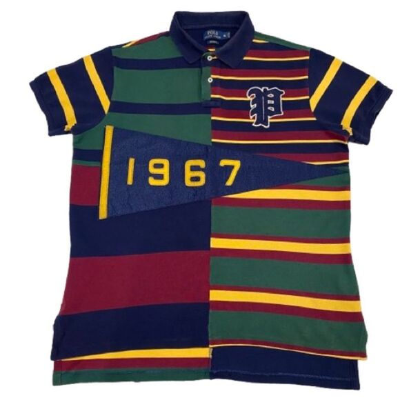 Polo Ralph Lauren Other - Polo Ralph Lauren Regimental Patch Stripe w/ 1967 Felt Banner Rugby Shirt Sz XL